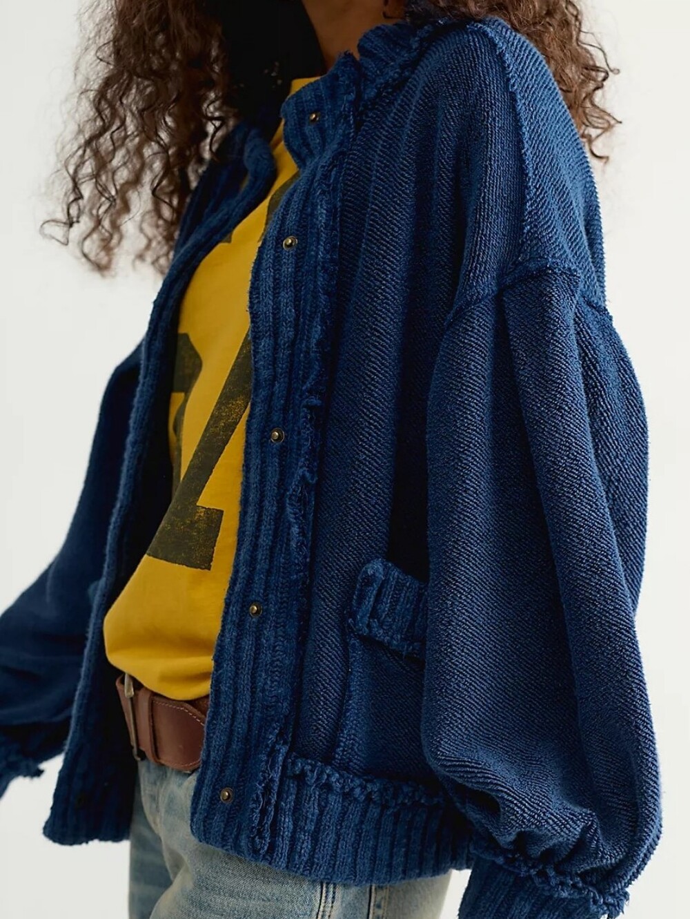 We The Free Cute In This Cardi Deep Navy Button-Front Cozy Cardigan
